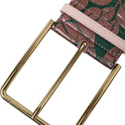 Multicolor Floral Jacquard Lurex Gold Buckle Belt