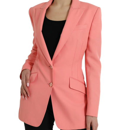 Pink Polyester Single Breasted Blazer Jacket