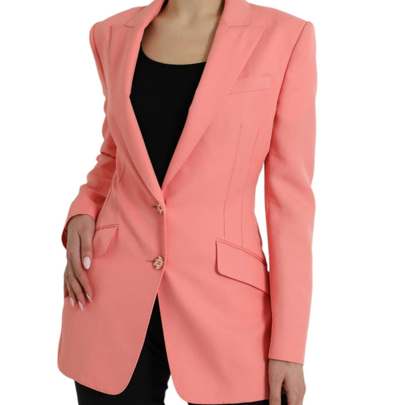 Pink Polyester Single Breasted Blazer Jacket