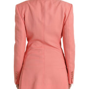 Pink Polyester Single Breasted Blazer Jacket
