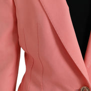 Pink Polyester Single Breasted Blazer Jacket