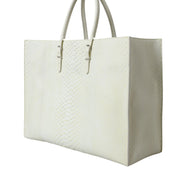 White Yellow Exotic Skin Leather Shopping Tote PAPIER Bag