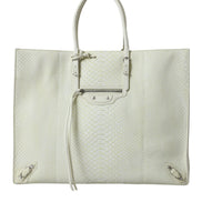 White Yellow Exotic Skin Leather Shopping Tote PAPIER Bag