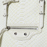White Yellow Exotic Skin Leather Shopping Tote PAPIER Bag