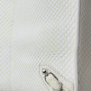 White Yellow Exotic Skin Leather Shopping Tote PAPIER Bag