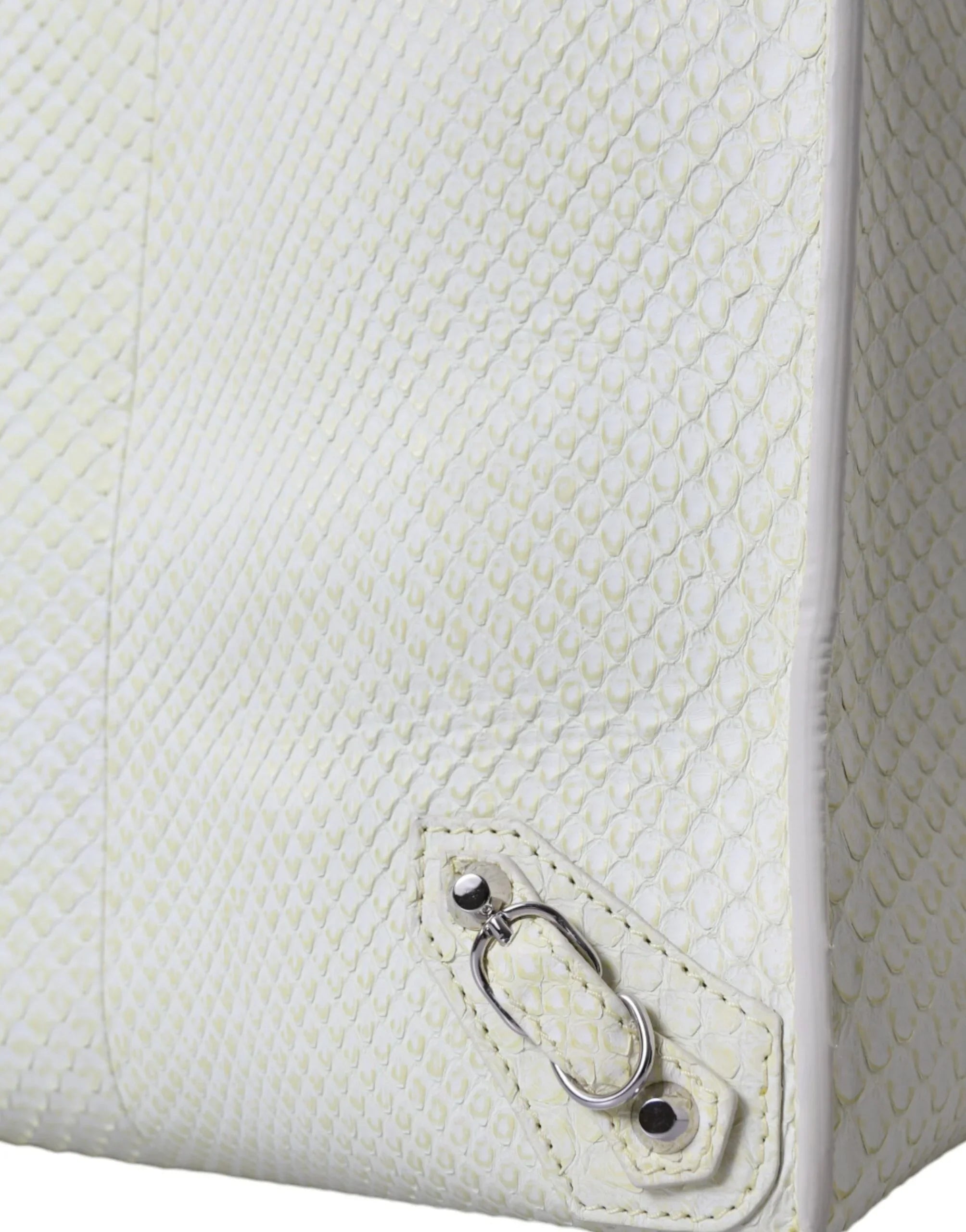 White Yellow Exotic Skin Leather Shopping Tote PAPIER Bag