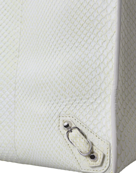 White Yellow Exotic Skin Leather Shopping Tote PAPIER Bag