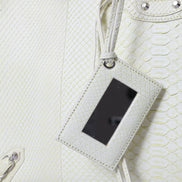 White Yellow Exotic Skin Leather Shopping Tote PAPIER Bag