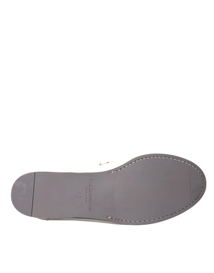 White Gray Leather Slip Mocassin Shoes Loafer