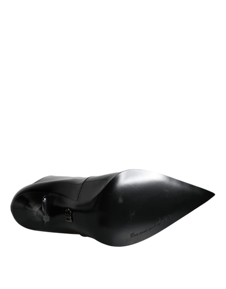 Black Patent Leather Pointed Ankle Boots Shoes
