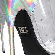 Silver Iridescent PVC Pointed Short Boots Shoes