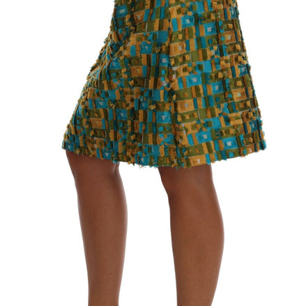 Multicolor Jacquard Straight Pencil Skirt