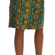 Multicolor Jacquard Straight Pencil Skirt