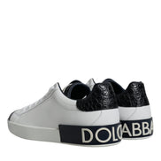 White Leather Logo Portofino Sneaker Shoes