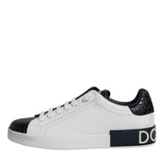 White Leather Logo Portofino Sneaker Shoes