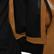 Brown Leather Full Zip Men Bomber Jacket