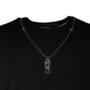 Black Cotton Necklace Embellished T-shirt
