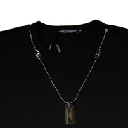 Black Cotton Necklace Embellished T-shirt