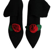 Black Stiletto Heels Mid Calf Boots Shoes