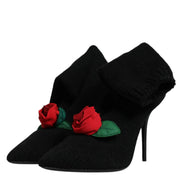 Black Stiletto Heels Mid Calf Boots Shoes