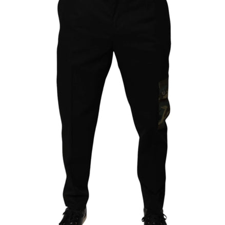 Black Cotton Men Cargo Casual Pants