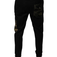 Black Cotton Men Cargo Casual Pants