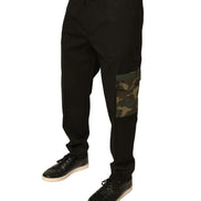 Black Cotton Men Cargo Casual Pants