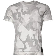 White Gray Camouflage Cotton Crew Neck T-shirt