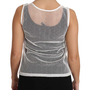 White Net  Transparent Sleeveless Tank Top