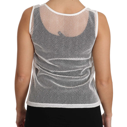 White Net  Transparent Sleeveless Tank Top