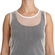 White Net  Transparent Sleeveless Tank Top
