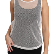 White Net  Transparent Sleeveless Tank Top