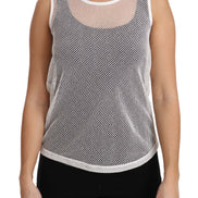 White Net  Transparent Sleeveless Tank Top