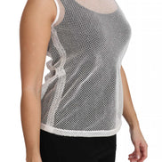 White Net  Transparent Sleeveless Tank Top