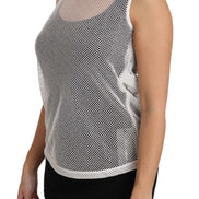 White Net  Transparent Sleeveless Tank Top