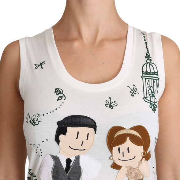 White Cotton #dgfamily Sleeveless Shirt Tank Top