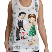 White Cotton #dgfamily Sleeveless Shirt Tank Top