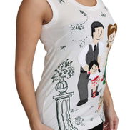 White Cotton #dgfamily Sleeveless Shirt Tank Top