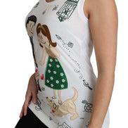 White Cotton #dgfamily Sleeveless Shirt Tank Top