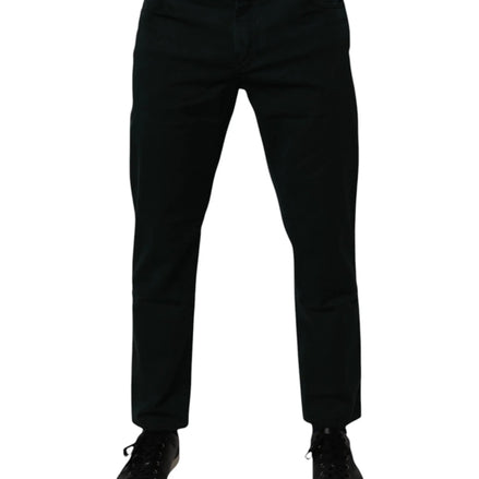 Dark Green Cotton Loose Men Denim Jeans