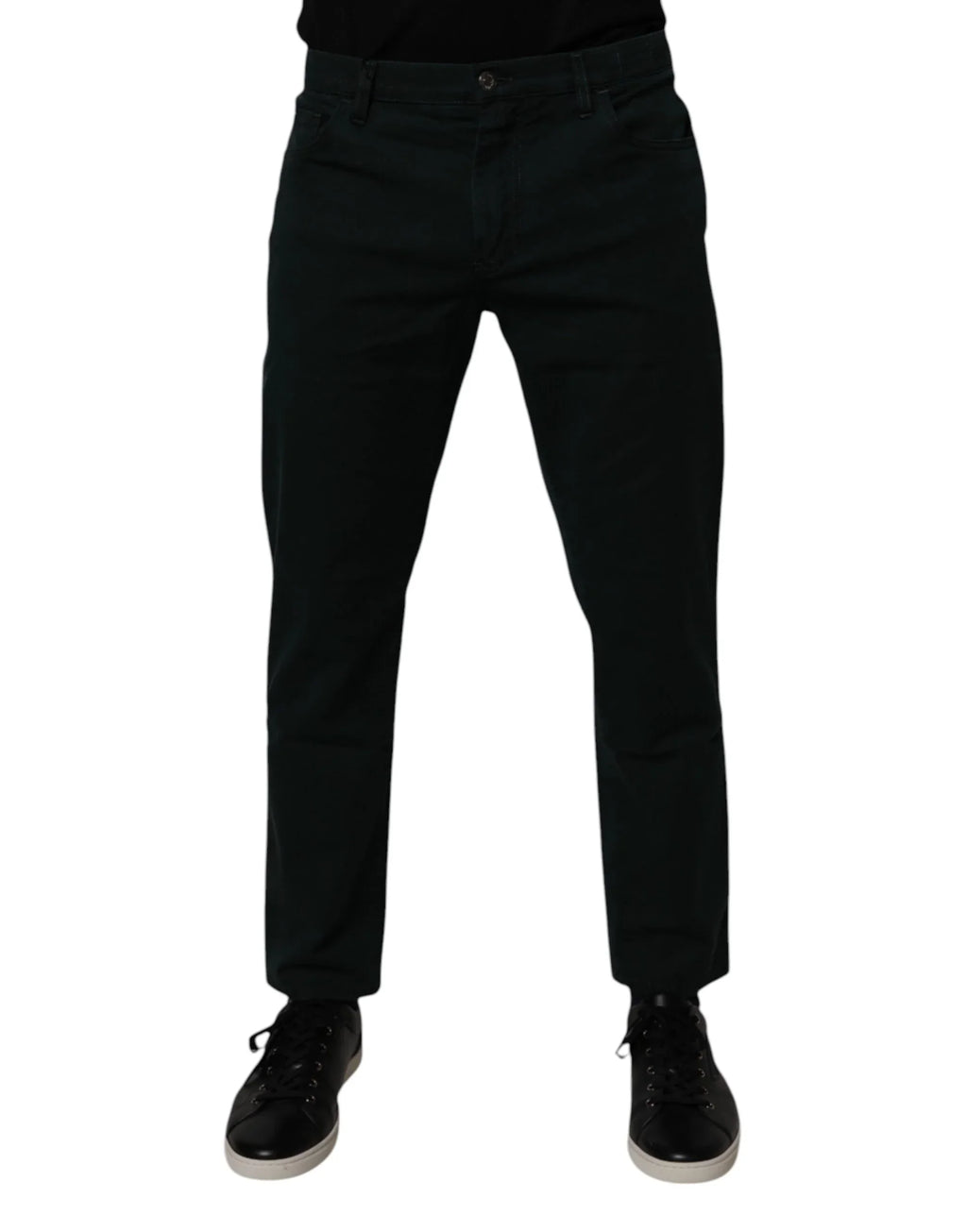 Dark Green Cotton Loose Men Denim Jeans