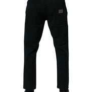Dark Green Cotton Loose Men Denim Jeans