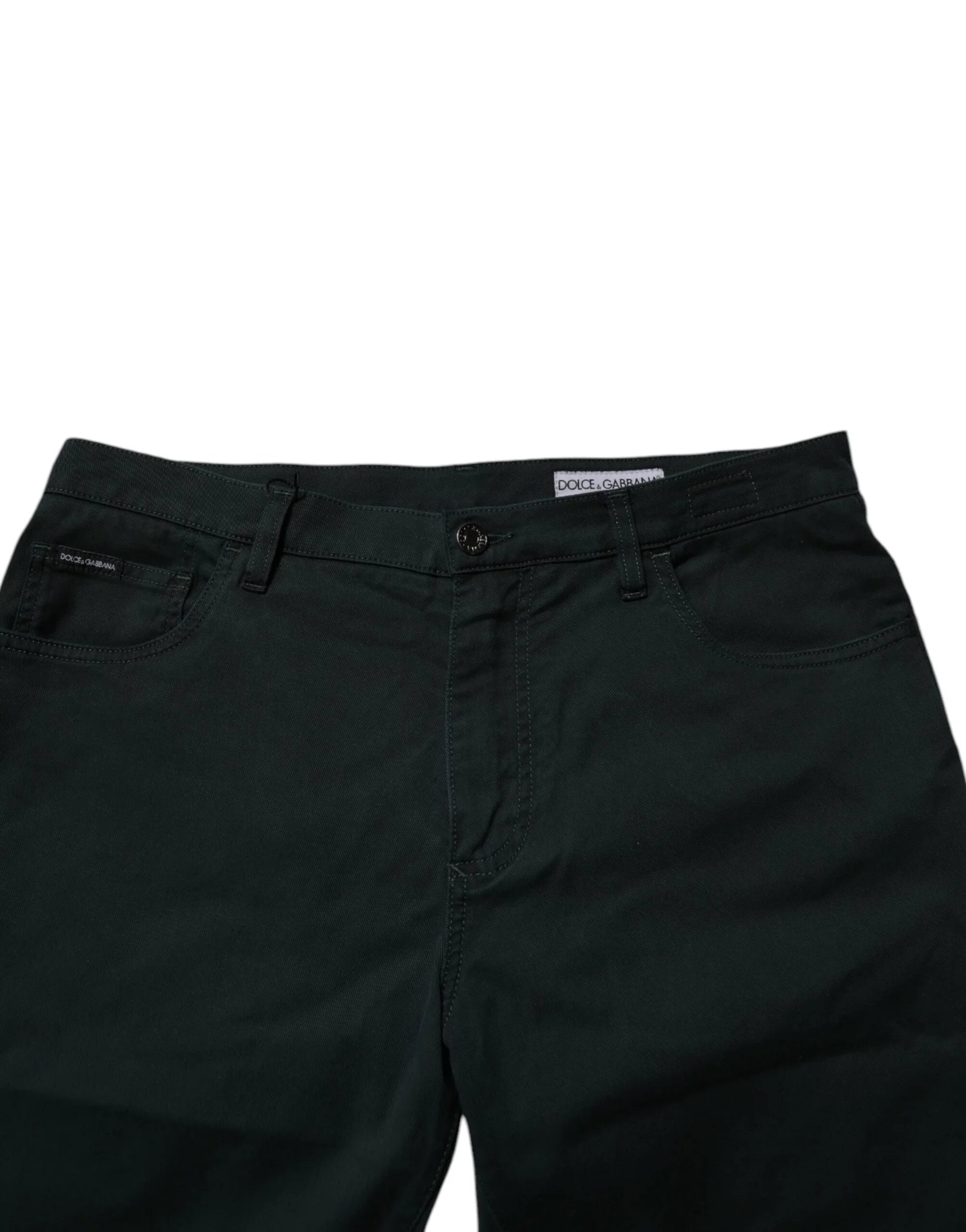 Dark Green Cotton Loose Men Denim Jeans