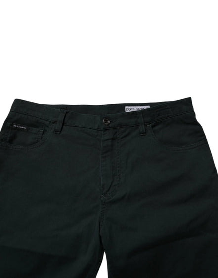 Dark Green Cotton Loose Men Denim Jeans