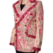 Pink Gold Jacquard Nylon Coat Blazer Jacket