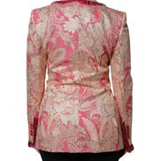 Pink Gold Jacquard Nylon Coat Blazer Jacket