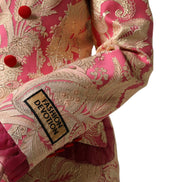 Pink Gold Jacquard Nylon Coat Blazer Jacket