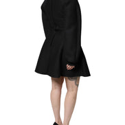 Black Cotton Long Sleeves A-line Mini Dress