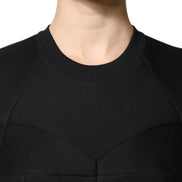Black Cotton Long Sleeves A-line Mini Dress