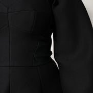 Black Cotton Long Sleeves A-line Mini Dress